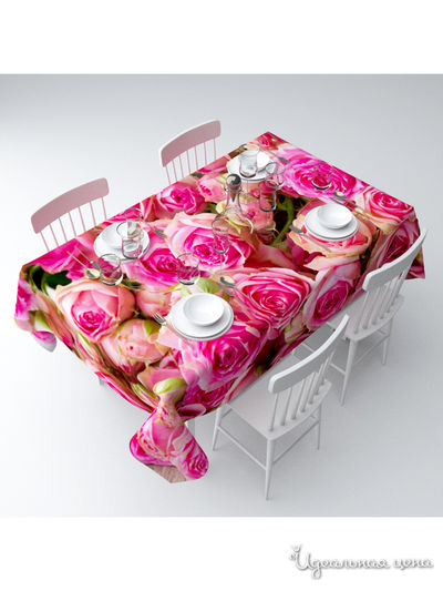 Скатерть "Россыпь роз", 145*120 см Сирень, цвет мультиколор