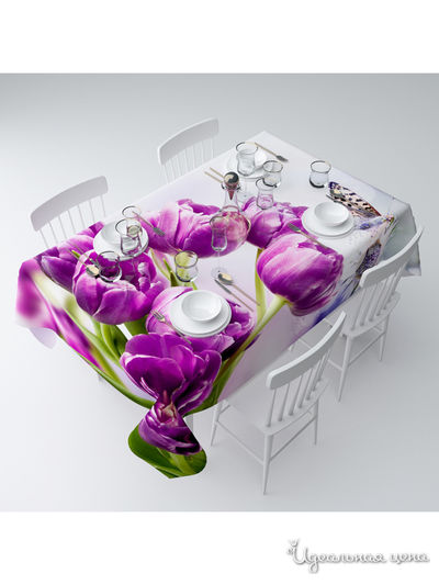 Скатерть "Фиолетовые тюльпаны", 145*220 см Сирень, цвет мультиколор