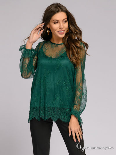 Блуза 1001 DRESS, цвет темно-зеленый
