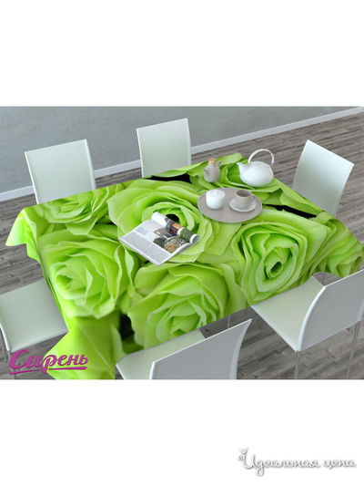Скатерть "Зеленые розы", 145*120 см Сирень, цвет мультиколор