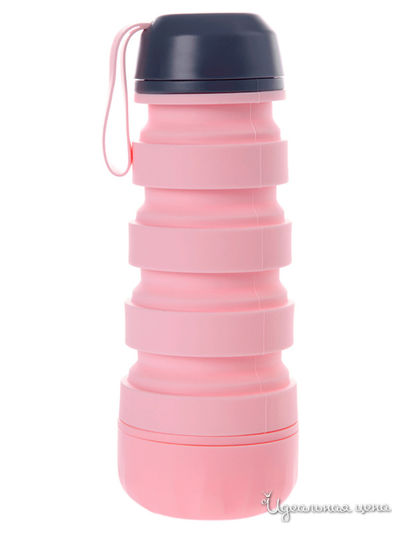 Силиконовая складная бутылка с отсеком для таблеток Bradex, цвет розовый