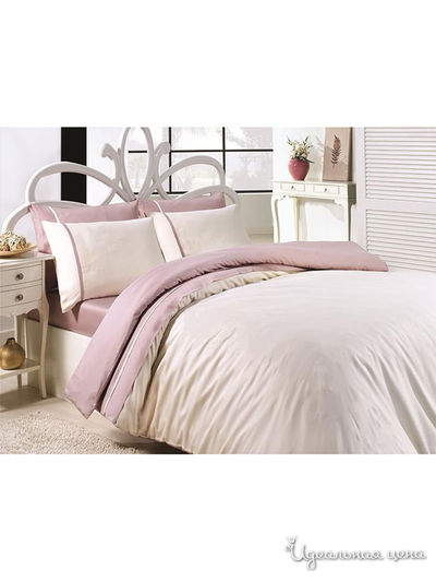 Комплект постельного белья, Евро FIRST CHOICE, цвет бежевый, розовый