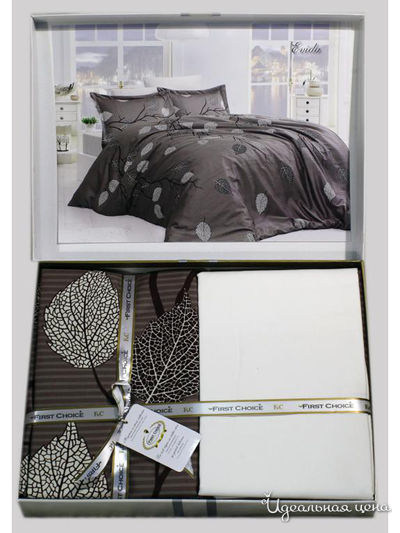 Комплект постельного белья, 1,5-спальный First Choice, цвет коричневый, кремовый