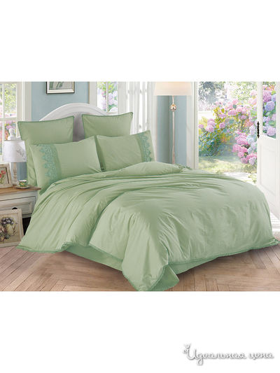 Комплект постельного белья, Евро Cleo, цвет зеленый