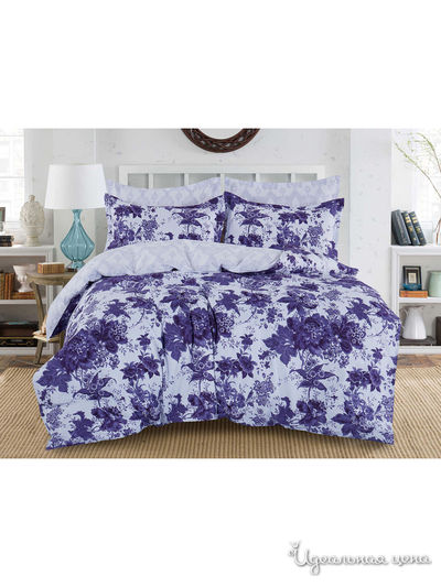 Комплект постельного белья, 2-спальный Cleo, цвет белый, фиолетовый