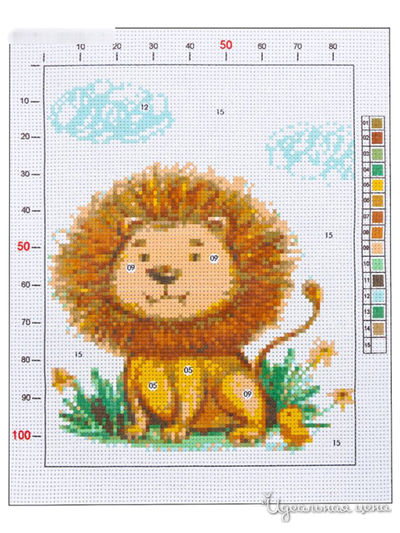 Канва для вышивания с рисунком «Львёночек», 20 х 25 см Арт Узор
