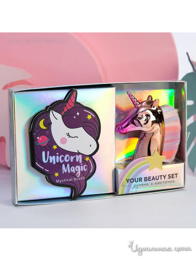 Набор: запечённые румяна и кисть для макияжа Unicorn Magic, Beauty Fox