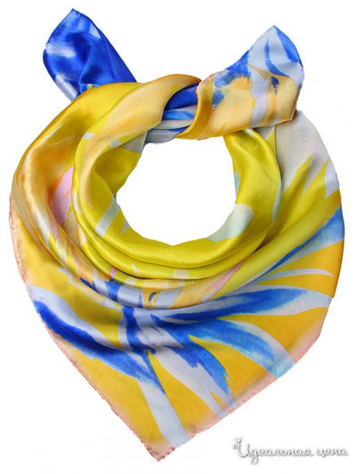 Платок, 90*90 см Venera, цвет жёлтый, голубой, синий, бежевый