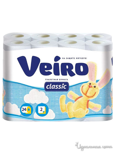 Туалетная бумага "Linia Veiro Classic" 2х-слойная, 24 шт. Мультидом, цвет белый