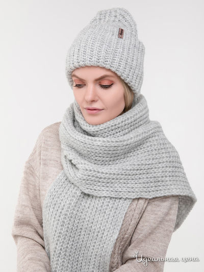 Комплект: шапка, шарф Sewel, цвет светло-серый