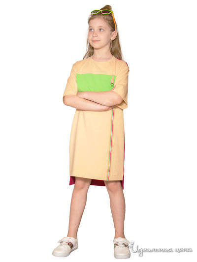 Платье iRMi для девочки, цвет бордовый, желтый