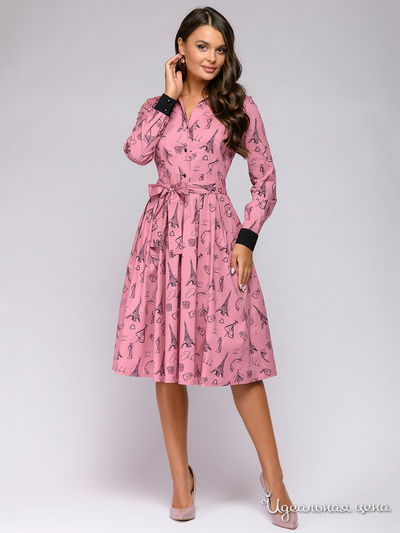 Платье D&amp;M by 1001DRESS, цвет розовый (принт)