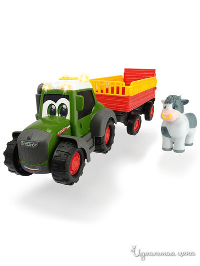 Трактор Happy Fendt с прицепом для перевозки животных, 30 см свет звук DICKIE