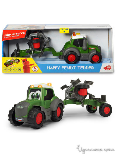 Трактор Happy Fendt с ворошилкой для сена, 30 см свет звук DICKIE