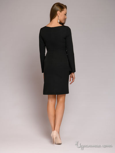Платье-футляр черное с баской длины мини
