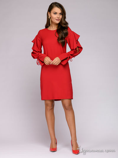 Платье красное с оригинальными рукавами