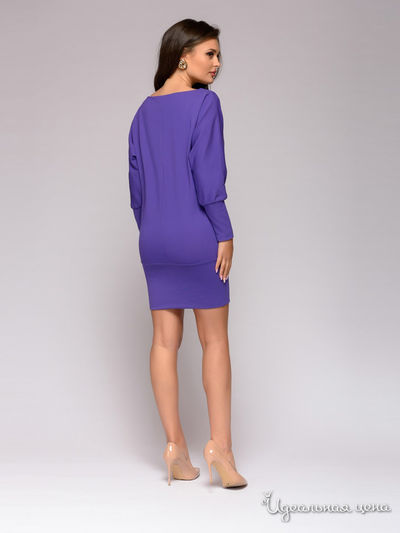 Платье фиолетовое длины мини с рукавами &quot;летучая мышь&quot;