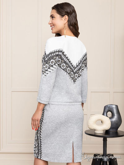 Комплект с юбкой Очаровательная бизнес-леди, Charutti, цвет серый