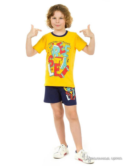 Футболка с шортами для мальчика Kids style, цвет желтый