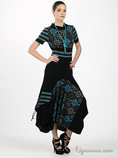 Платье Adzhedo женское, цвет черный / голубой / серый