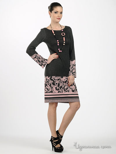 Платье Adzhedo женское, цвет темно-серый / розовый