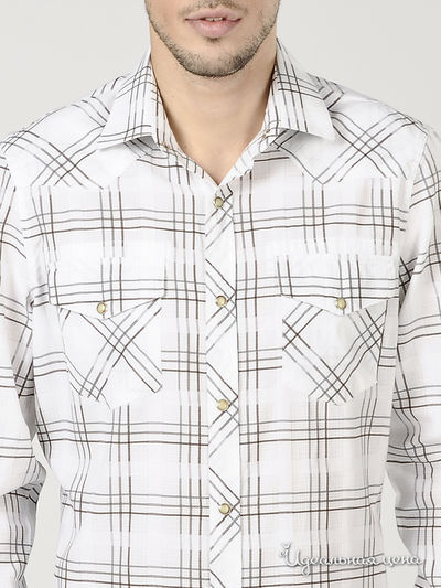 Рубашка Ferre, Trussardi, Armani мужская, цвет белый / коричневый / серый