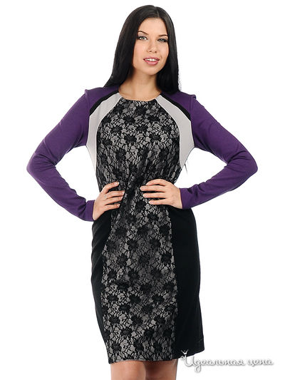 Платье Веретено, цвет цвет серый / фиолетовый / черный