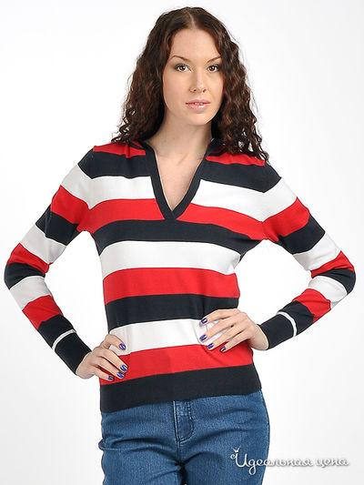 Пуловер Pezzo, цвет цвет красный / темно-синий / белый