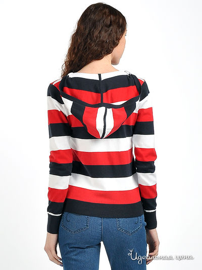 Пуловер Pezzo женский, цвет красный / темно-синий / белый