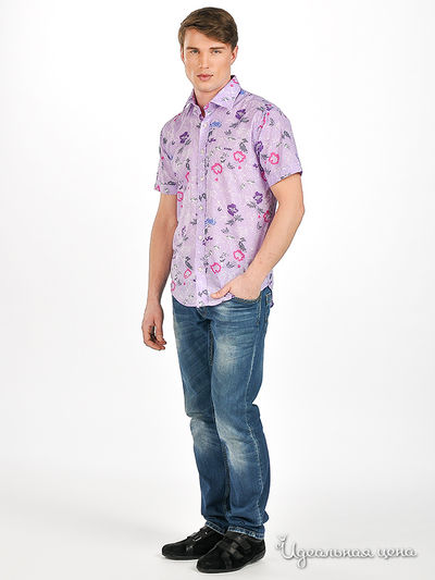 Рубашка Мультибренд мужская, цвет сиреневый / принт цветы