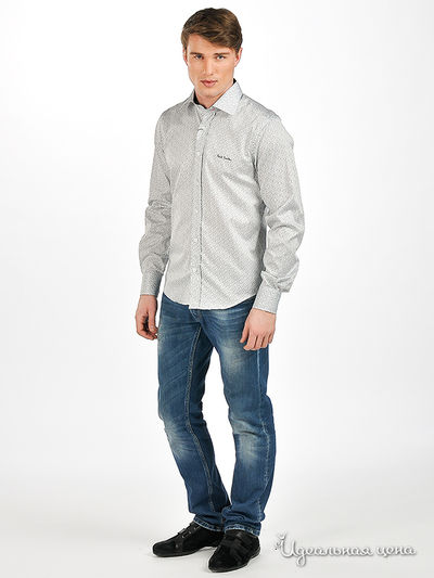 Рубашка Мультибренд мужская, цвет белый / серый