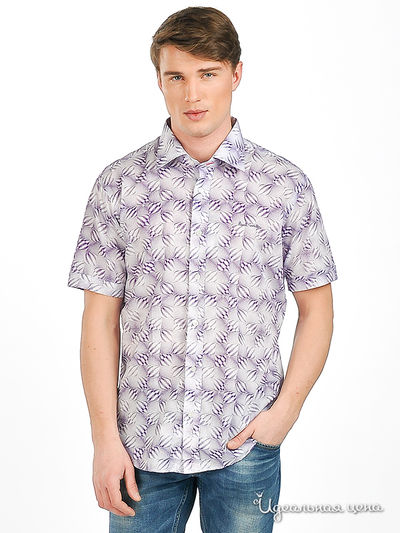 Рубашка Мультибренд мужская, цвет белый / фиолетовый
