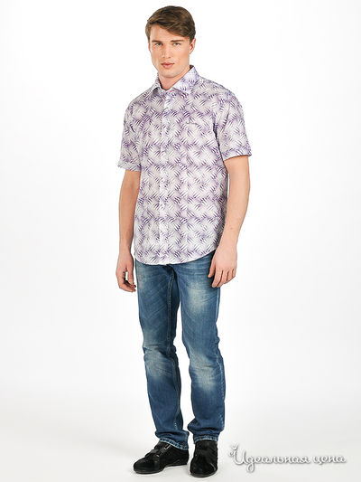 Рубашка Мультибренд мужская, цвет белый / фиолетовый