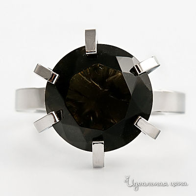Кольцо-перстень с дымчатым кристаллом