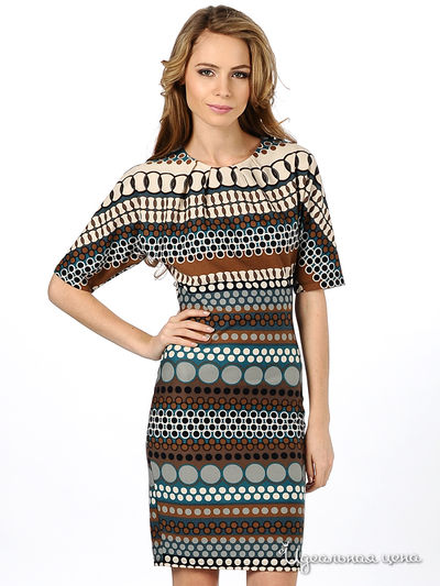 Платье Турецкий шик, цвет цвет молочный / коричневый / голубой
