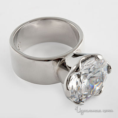 Кольцо  с большим прозрачным кристаллом