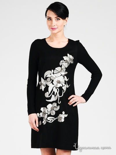 Платье Мультибренд, цвет цвет черный с вышивкой