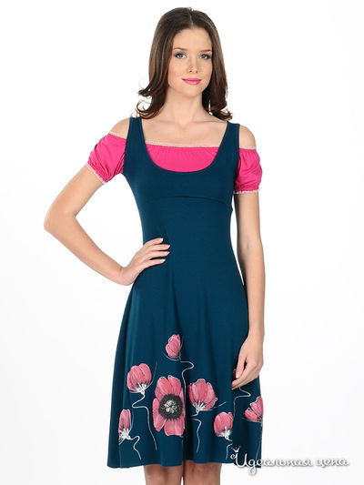Платье Наталья Новикова, цвет цвет темно-бирюзовый / терракотовый