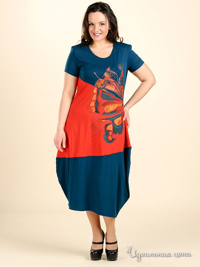 Платье Наталья Новикова, цвет цвет бирюзовый / терракотовый