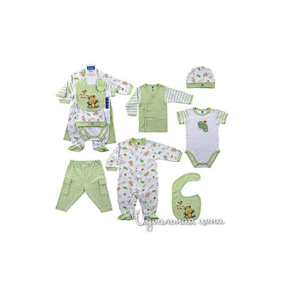 Набор подарочный Hudson baby &quot;ДЖУНГЛИ&quot; для ребенка, цвет зеленый / белый, 6 пр.