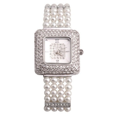 Часы с пресноводным жемчугом De&#039;luna женские, цвет серебряный