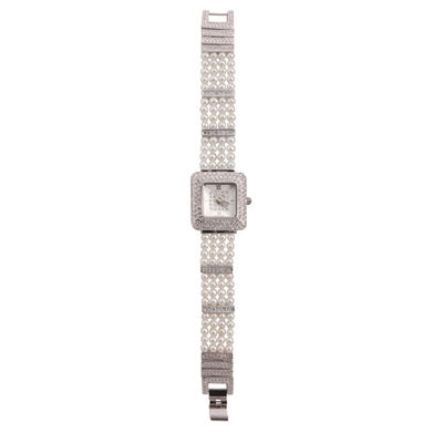 Часы с пресноводным жемчугом De&#039;luna женские, цвет серебряный
