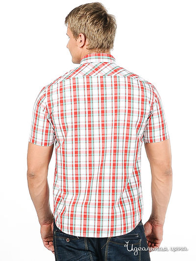 Рубашка Fruit of the Loom мужская, цвет красный / бирюзовый / принт клетка