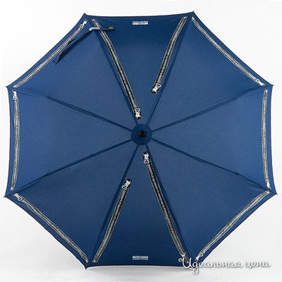 Зонт Moschino, синий с белым принтом