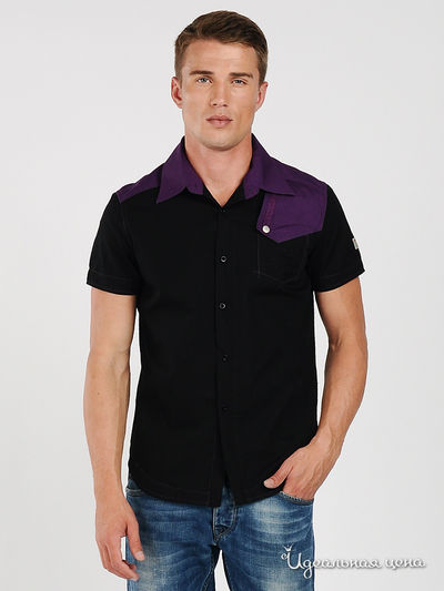 Рубашка BlYO3 мужская, цвет черный / фиолетовый