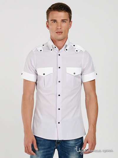 Рубашка BlYO3 мужская, цвет белый / сиреневый