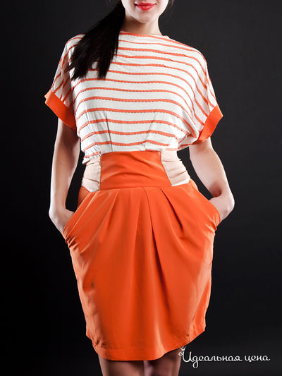 Платье Fedel, цвет цвет оранжевый / белый