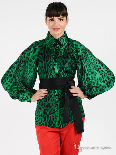 Блуза ODRI, цвет цвет зеленый / принт леопард