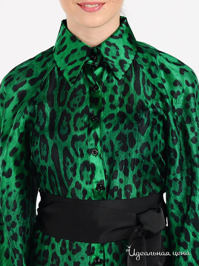 Блуза ODRI женская, цвет зеленый / принт леопард