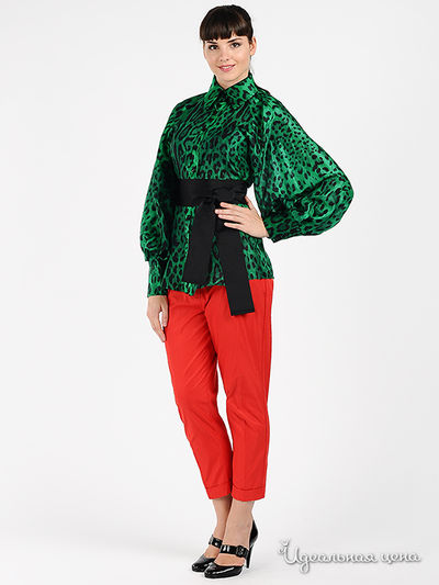 Блуза ODRI женская, цвет зеленый / принт леопард